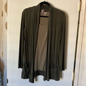 J.Jill Khaki Wearever Stretch  Cardigan